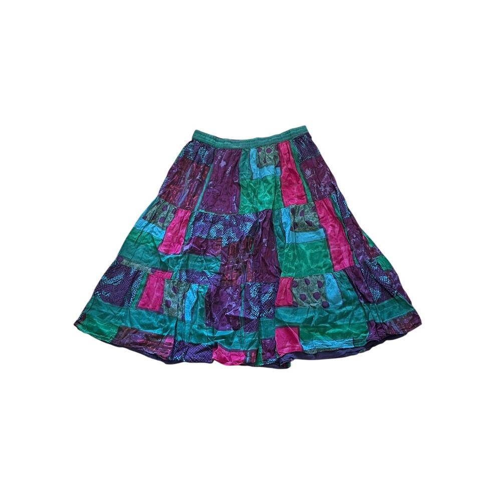 1990s Vintage Phool Bright Tie Dyed Tiered Patterned Full Maxi Skirt Size XL